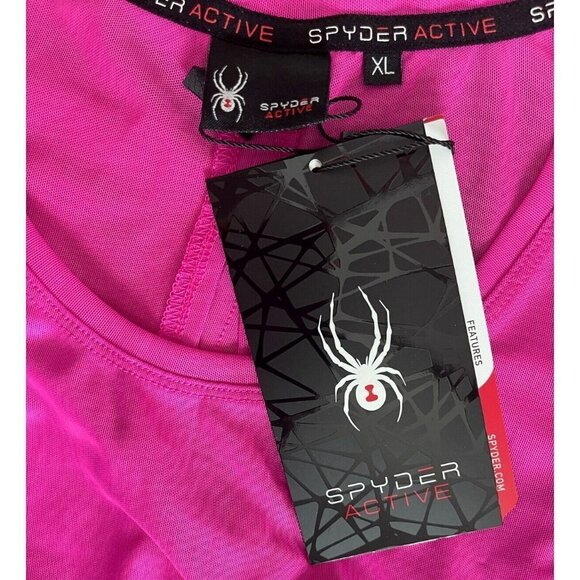 Spyder XL Pink Mesh Crew Neck Open Keyhole Back Waist Length Muscle Tank Top - Picture 5 of 6